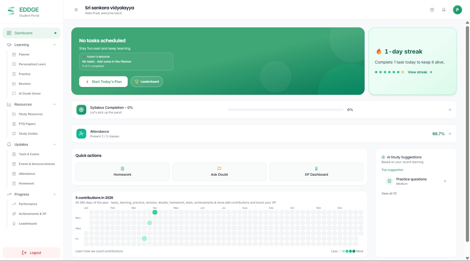 EDDGE Student Dashboard